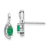 14k White Gold 5x3 Oval May/Emerald and Diamond Post Earrings