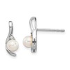 14k White Gold 4.5mm June/Freshwater Cultured Pearl and Diamond Post Earrings