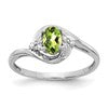 14k White Gold 6x4 Oval August/Peridot and Diamond Ring