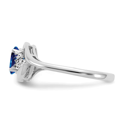 14k White Gold 6x4 Oval September/Sapphire and Diamond Ring