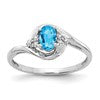 14k White Gold 6x4 Oval December/Blue Topaz and Diamond Ring