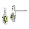 14k White Gold 5x3 Oval August/Peridot and Diamond Post Earrings