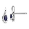 14k White Gold 5x3 Oval September/Sapphire and Diamond Post Earrings