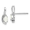 14k White Gold 5x3 Oval October/Opal and Diamond Post Earrings