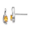 14k White Gold 5x3 Oval November/Citrine and Diamond Post Earrings