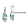 14k White Gold 5x3 Oval December/Blue Topaz and Diamond Post Earrings