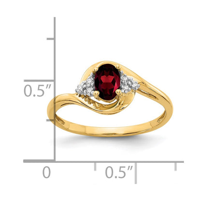 14k 6x4 Oval January/Garnet and Diamond Ring
