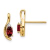 14k 5x3 Oval January/Garnet and Diamond Post Earrings