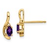 14k 5x3 Oval February/Amethyst and Diamond Post Earrings