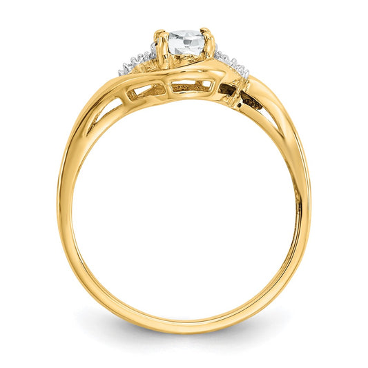 14k 6x4 Oval April/White Topaz and Diamond Ring
