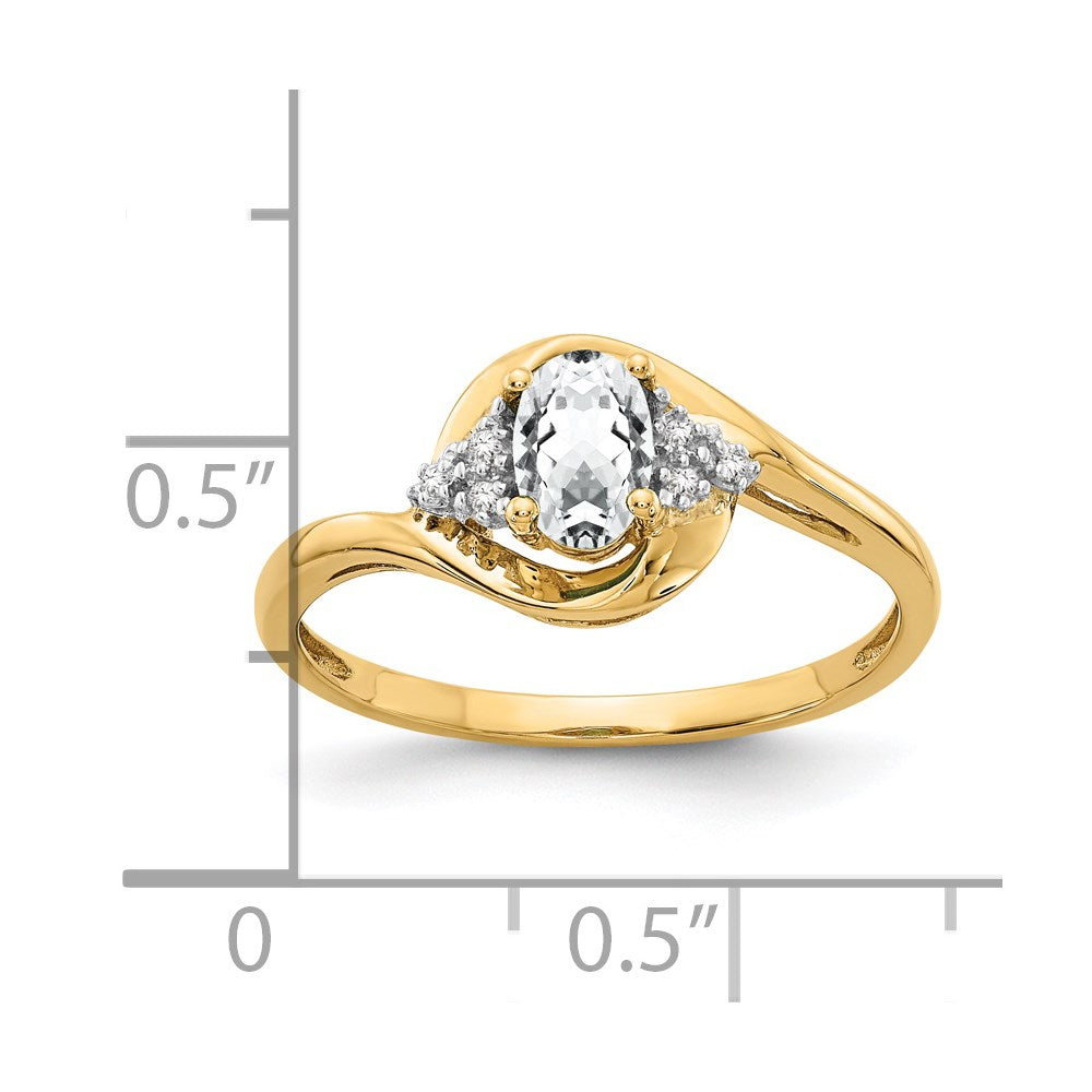 14k 6x4 Oval April/White Topaz and Diamond Ring