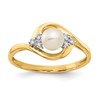 14k 5.5mm June/Freshwater Cultured Pearl and Diamond Ring