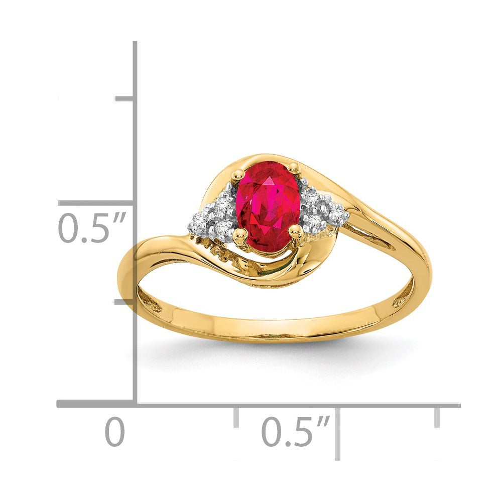 14k 6x4 Oval July/Ruby and Diamond Ring