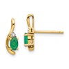 14k 5x3 Oval May/Emerald and Diamond Post Earrings