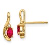 14k 5x3 Oval July/Ruby and Diamond Post Earrings