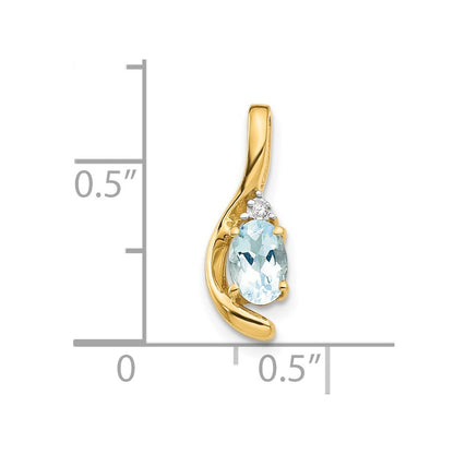 14k 6x4 Oval March/Aquamarine and Diamond Pendant