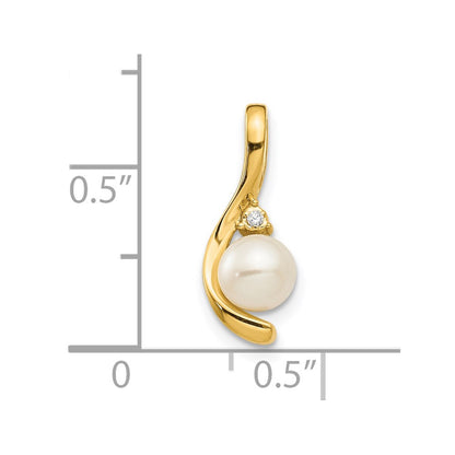 14k 5.5mm June/Freshwater Cultured Pearl and Diamond Pendant