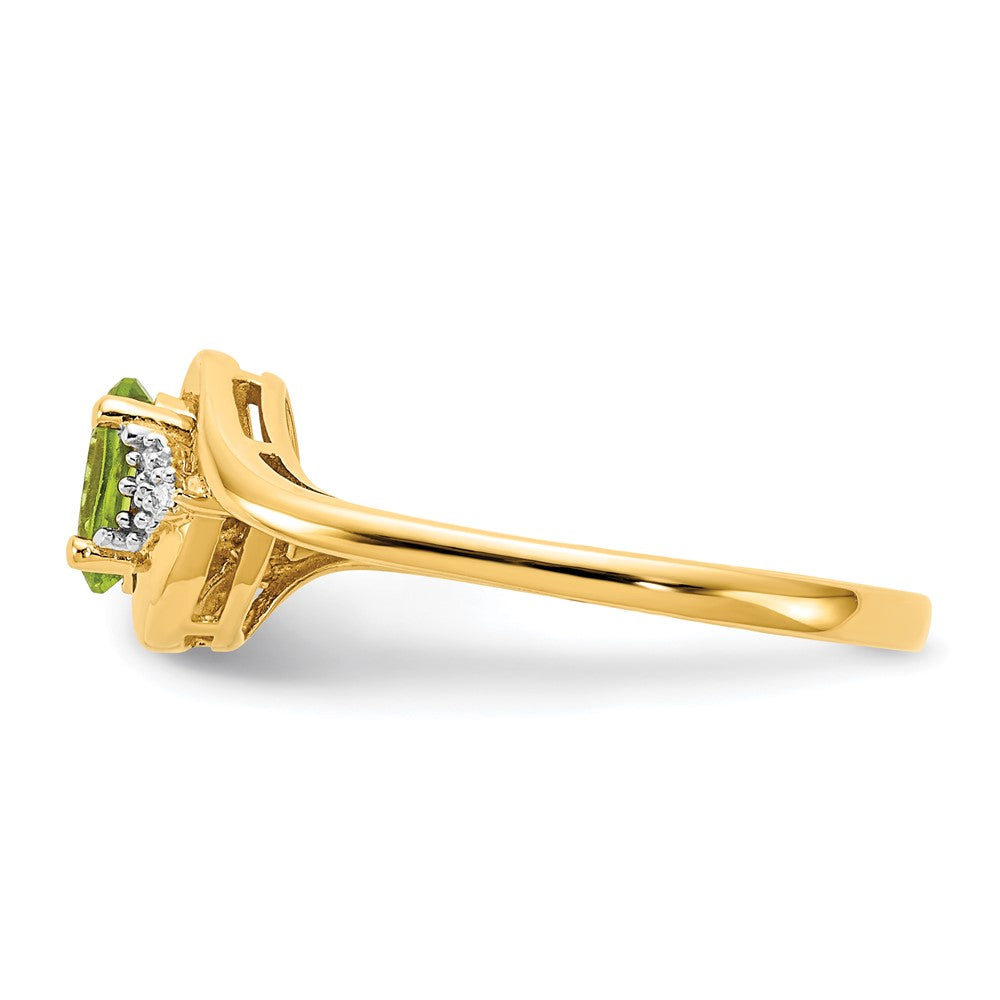 14k 6x4 Oval August/Peridot and Diamond Ring
