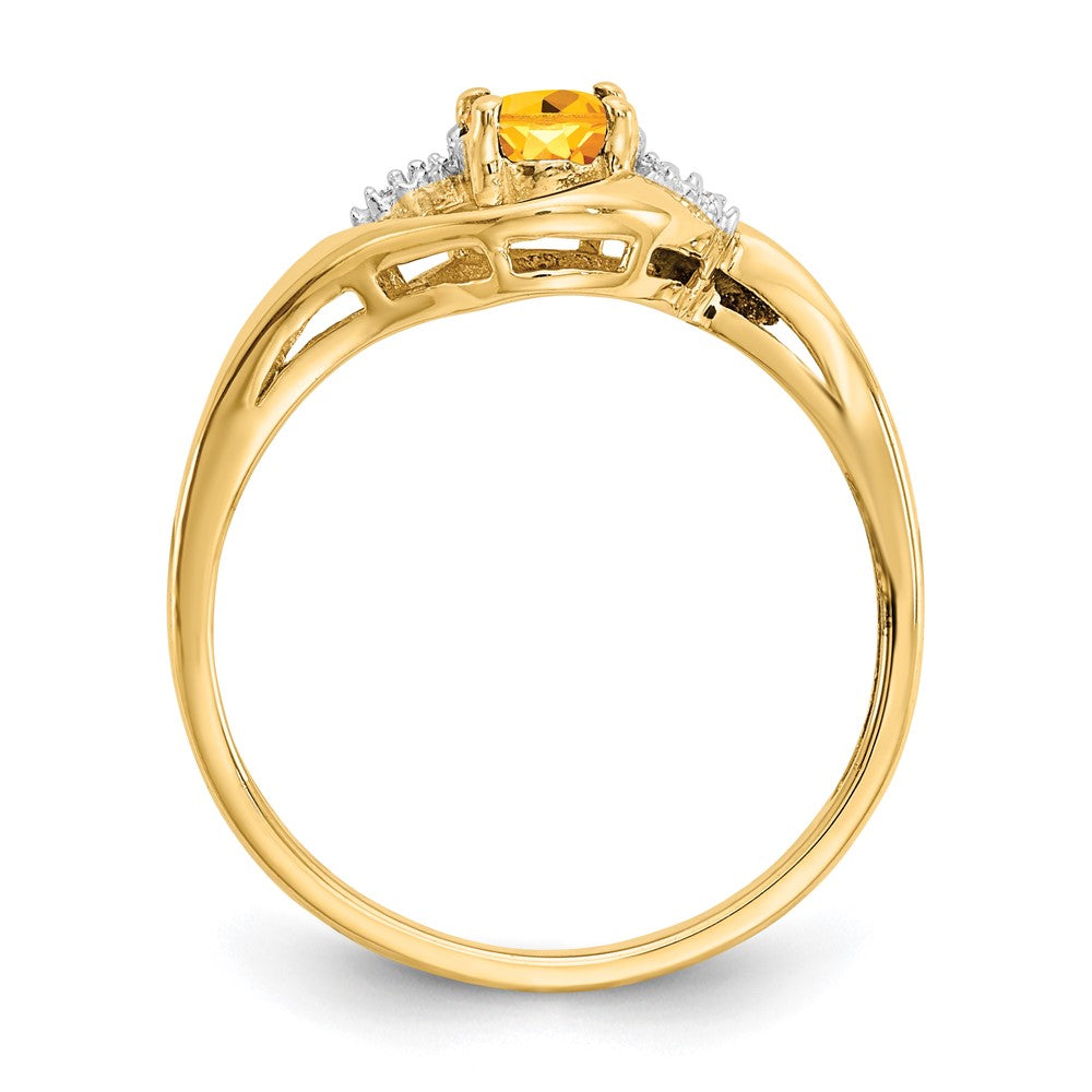 14k 6x4 Oval November/Citrine and Diamond Ring