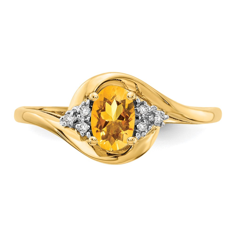 14k 6x4 Oval November/Citrine and Diamond Ring