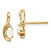 14k 5x3 Oval October/Opal and Diamond Post Earrings