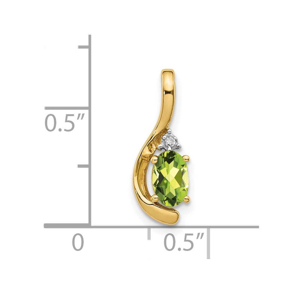 14k 6x4 Oval August/Peridot and Diamond Pendant