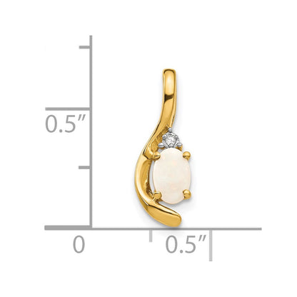 14k 6x4 Oval October/Opal and Diamond Pendant
