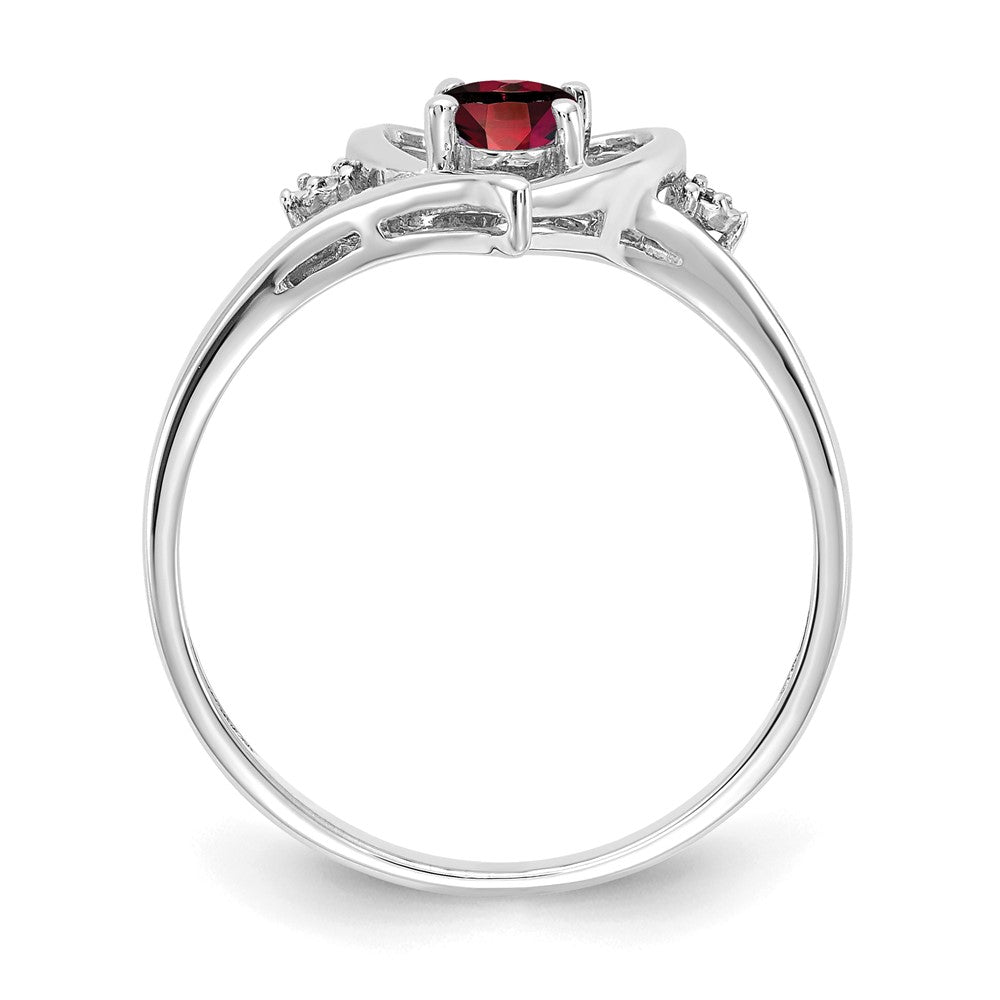 14k White Gold 6x4 Oval January/Garnet and Diamond Heart Ring