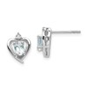 14k White Gold 5x3 Oval March/Aquamarine and Diamond Heart Earrings
