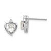 14k White Gold 5x3 Oval April/White Topaz and Diamond Heart Earrings