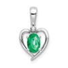 14k White Gold 6x4 Oval May/Emerald and Diamond Heart Pendant