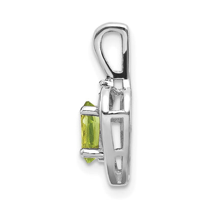 14k White Gold 6x4 Oval August/Peridot and Diamond Heart Pendant