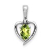 14k White Gold 6x4 Oval August/Peridot and Diamond Heart Pendant