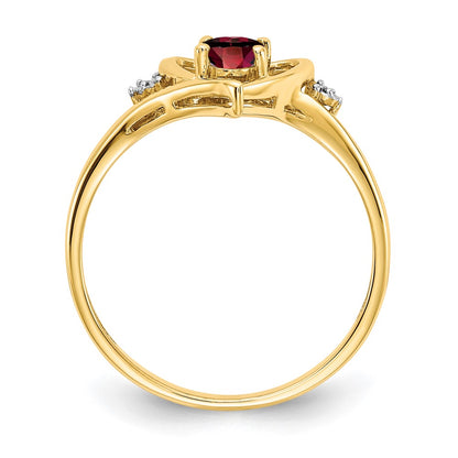 14k 6x4 Oval January/Garnet and Diamond Heart Ring