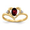 14k 6x4 Oval January/Garnet and Diamond Heart Ring