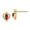 14k 5x3 Oval January/Garnet and Diamond Heart Earrings