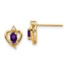 14k 5x3 Oval February/Amethyst and Diamond Heart Earrings