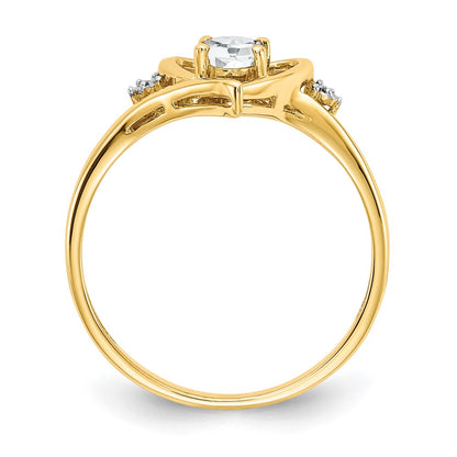 14k 6x4 Oval April/White Topaz and Diamond Heart Ring