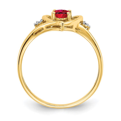 14k 6x4 Oval July/Ruby and Diamond Heart Ring