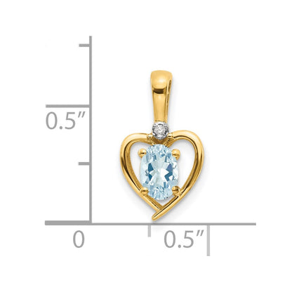 14k 6x4 Oval March/Aquamarine and Diamond Heart Pendant