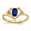 14k 6x4 Oval September/Sapphire and Diamond Heart Ring