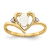 14k 6x4 Oval October/Opal and Diamond Heart Ring