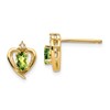14k 5x3 Oval August/Peridot and Diamond Heart Earrings