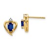 14k 5x3 Oval September/Sapphire and Diamond Heart Earrings