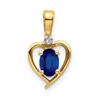 14k 6x4 Oval September/Sapphire and Diamond Heart Pendant