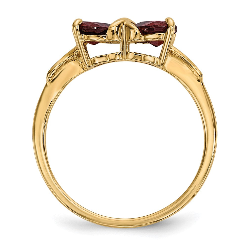 14k Polished January/Garnet Bow Size 7 Ring