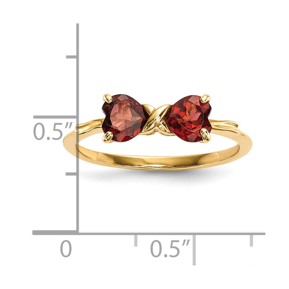 14k Polished January/Garnet Bow Size 7 Ring