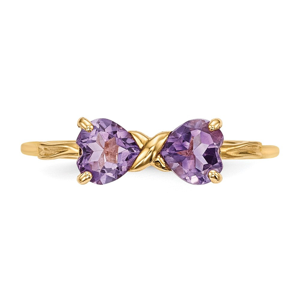 14k Polished February/Amethyst Bow Size 7 Ring