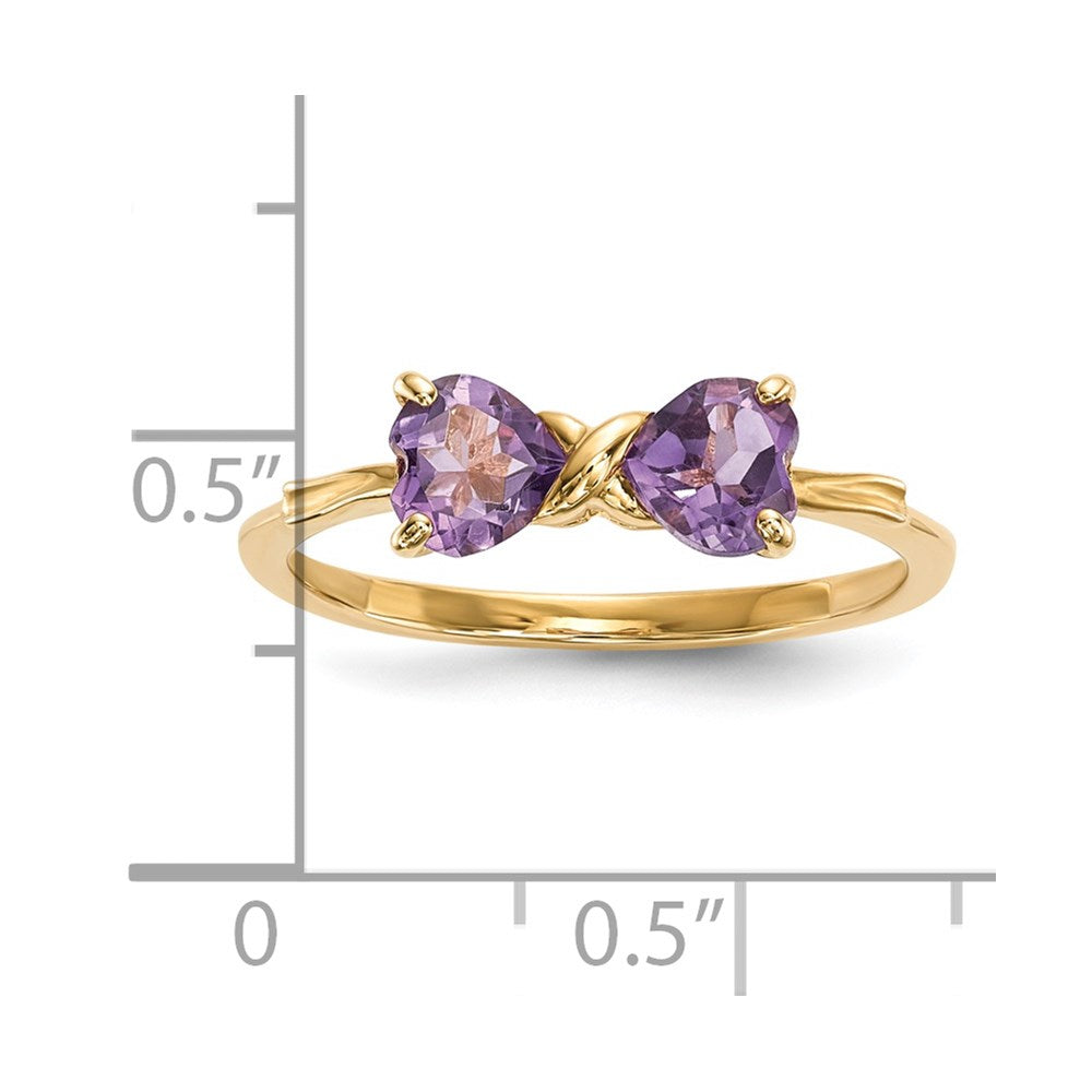 14k Polished February/Amethyst Bow Size 7 Ring