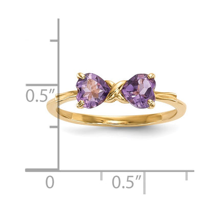 14k Polished February/Amethyst Bow Size 7 Ring